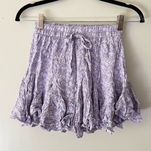 Aeropostale Lavender Purple & White Floral Print Ruffled Mini Skirt Extra Small